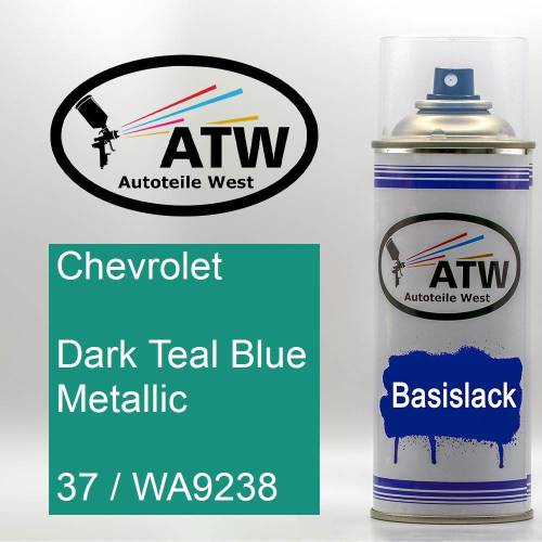 Chevrolet, Dark Teal Blue Metallic, 37 / WA9238: 400ml Sprühdose, von ATW Autoteile West.